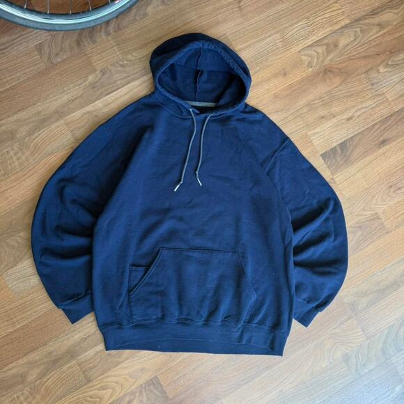 Boxy Essential Navy Blue Hoodie - Picture 6 of 8
